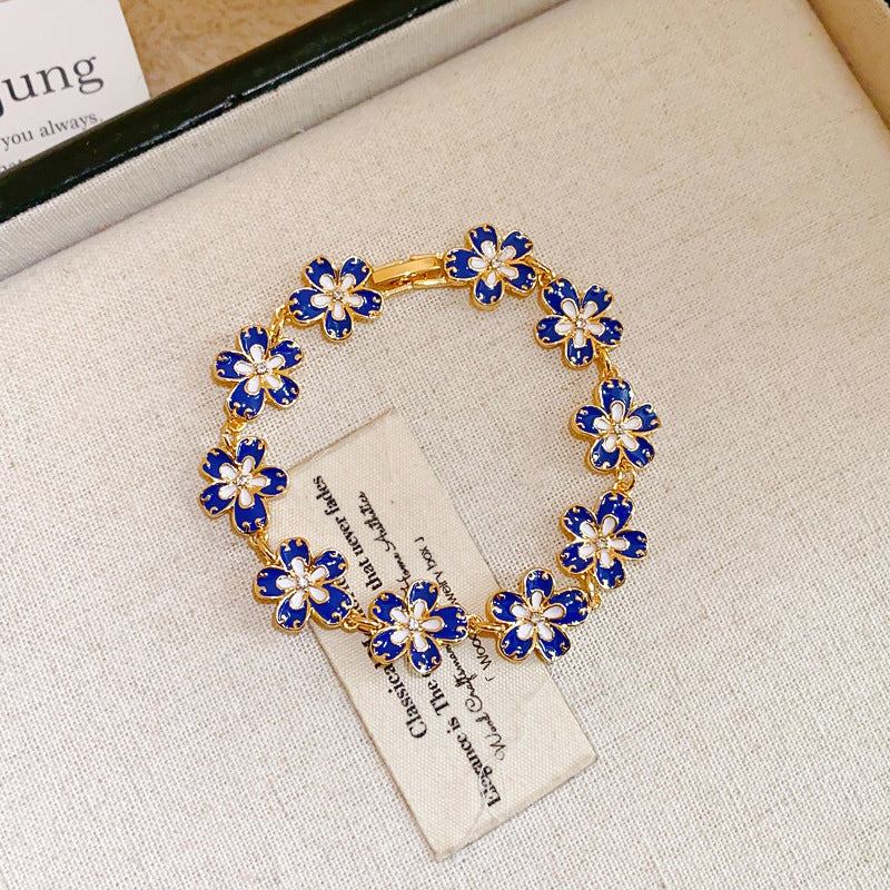 Vintage Enamel Color-Block Flower Bracelet - view 7