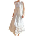 Women's Summer Elegant Linen Embroidered Hollow-Out Skirt + Top Set 2026 - Tencel