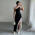 Women's Color Block Slit Elegant Maxi Dress