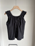 Summer Korean Slimming Mesh Sleeveless V-Neck Patchwork Plaid Shirt