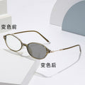 Prescription Glasses Light Feel Photochromic Anti-Blue-Light Japan-Korea Overseas Small Oval Round Frame Artistic Frame Prescription Sunglasses