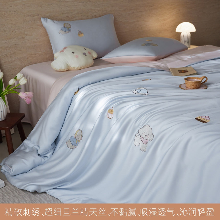Pink Mist Dalmatian Embroidered Tencel Lyocell 4-Piece Bedding Set - view 5