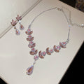 Ethiopia Nano Flower Vine Fairy Women Breeze Rhinestone Flower Teardrop Jewelry Set Wedding Banquet Necklace Light Luxury Niche Necklace