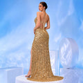 Women's Spaghetti Strap Sequin Mermaid Evening Gown Banquet