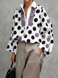 Bohemian Casual Long Sleeve Lapel Collar Loose Shirt