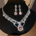 Runaway Princess Super Glitter Crystal Geometric Teardrop Jewelry Set Imperial Breeze Banquet Choker Light Luxury Niche Necklace