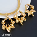 Western Fashionable New Asymmetric Twist Rotation Twist Creative Versatile Comb Pattern Wide Fit Necklace Earrings Set Wholesale