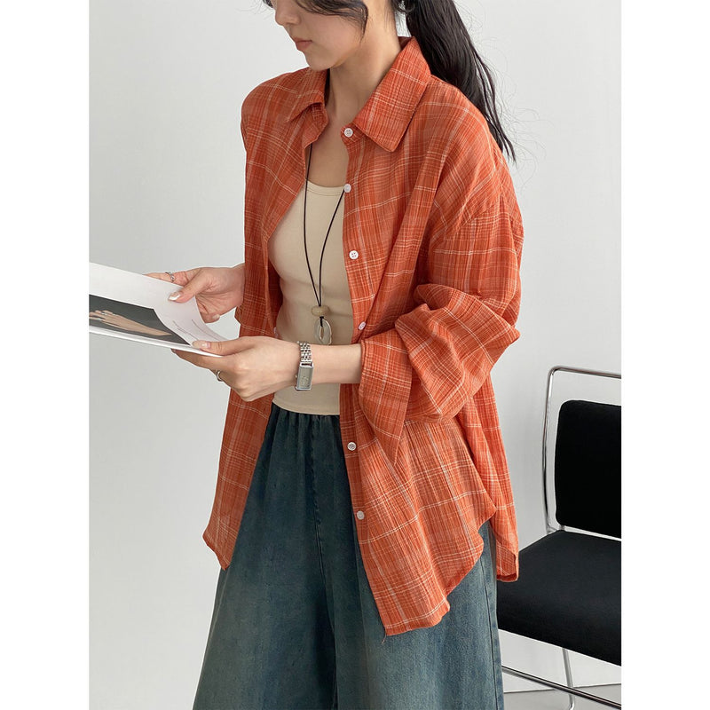 Summer Korean Retro Plaid Sun-Protection Shirt + Jacket