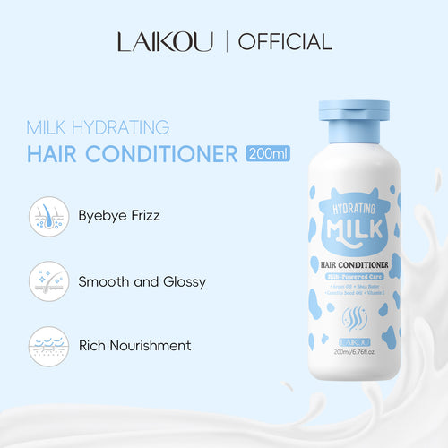 跨境LAIKOU牛奶保湿护发素200ml滋润柔顺全英文Hair Conditioner