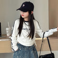 Girls' Striped Long Sleeve Tee & Denim Wide-Leg Pants Set