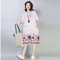 Ethnic Style Tencel Cotton Embroidered Mid-Length Casual Beach Dress