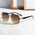 Overseas Sunglasses New Boys Driving Big Face Slender Driving UV-Proof Premium Half-Rim Sunglasses Square Frame