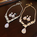 French Imperial Breeze Rhinestone Flower Teardrop Stud Earring Necklace Set Fashionable Clavicle Chain Fashionable Exquisite Niche Necklace
