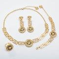 Overseas Export Western 18K Retro Portrait Cutout Chain Necklace Bracelet Set Earrings Ring Middle East Women Set