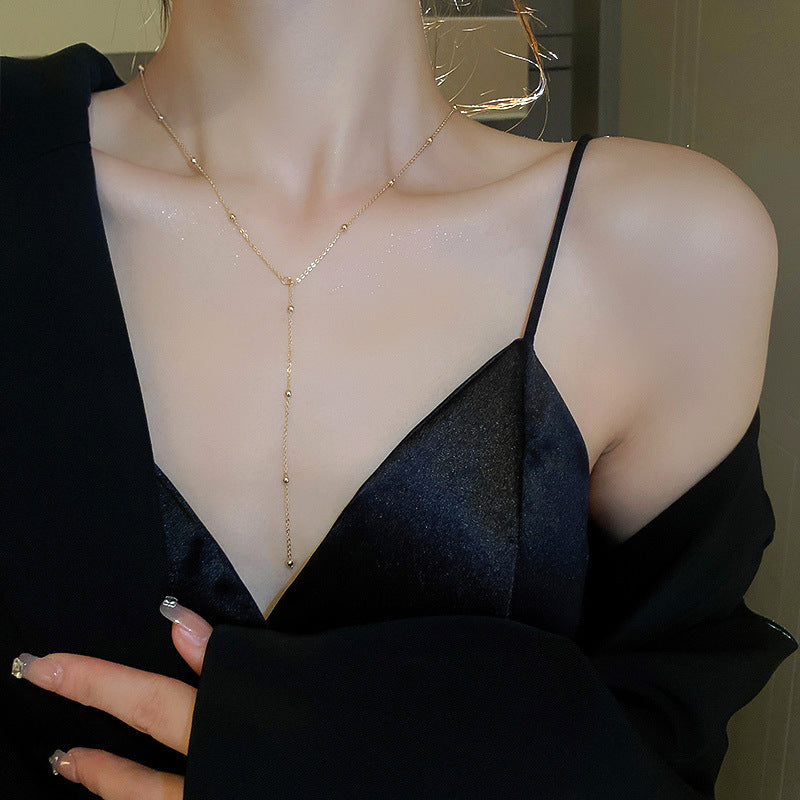 Geometric Pearl Tassel Long Necklace - view 11