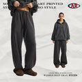 ARTIE Men's Distressed Washed Frayed Edge Spliced Hoodie & Pants Set