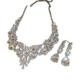 French Imperial Breeze Rhinestone Geometric Teardrop Stud Earring Necklace Set Fashionable Clavicle Chain Light Luxury Premium Necklace Women