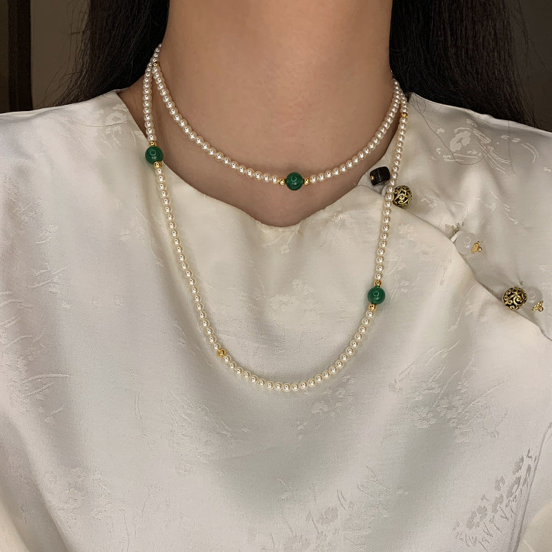 Long Round Faux Pearl Necklace - view 3