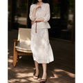 Summer Embroidered Crew Neck Beaded Sequin Heavy Skirt + Top Set