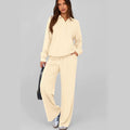 Casual Fashion Long Sleeve Lapel Collar Wide Leg Pants + Top Set