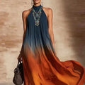 Women's Summer Bohemian Vacation Sleeveless Gradient Dress + Long Skirt 2026 - Orange