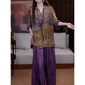 Summer Artistic Casual Wide Leg Pants + Shirt + Pants Set