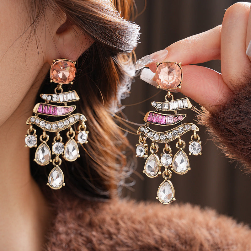 Vintage Pearl and Rhinestone Stud Earrings - view 8