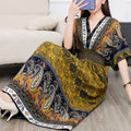 Women's Chinese French Short Sleeve V-Neck Printed Dress + Skirt 2026 - 1-1#