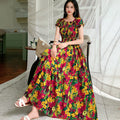 Rayon Floral Off-Shoulder Elastic Waist Bohemian Beach Dress