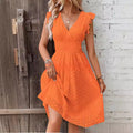 V-Neck Ruffle Sleeve Dress - Elegant Slimming Plus Size Summer Dress Women