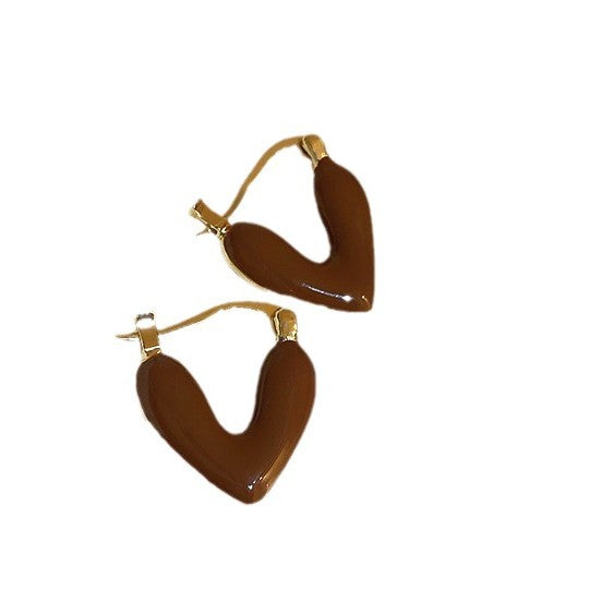 Brown Feather Heart Drop Earrings - view 5