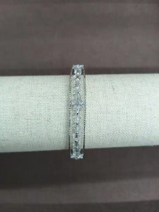 French Glass Bead Zircon Open Bangle Bracelet - view 7