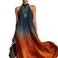 Women's Summer Bohemian Vacation Sleeveless Gradient Dress + Long Skirt 2026 - Orange