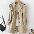 Women's Fall Korean Casual Fitted Mid-Length Long Jacket + Top 2026 - Khaki
