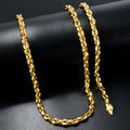 Cross-Border Gold Coffee Bean Rope Chain 18K Copper Necklace Bracelet Set Jewelry Set Necklace Hand Jewelry Wholesale