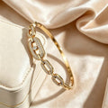 Overseas Western Chain Full Diamond Cutout Bangle Fashionable Light Luxury New Geometric Bracelet Premium Versatile Hand Jewelry