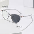 Light Feel Photochromic Prescription Glasses Retro Japanese Ultra-Light Overseas Round Anti-Blue Bare Face Small-Frame HD Prescription Sunglasses