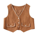 Girls' Faux Fur Vest & Fringe Dress Set - French Retro