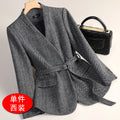 Women's Fall-Winter Chanel-Style Petite Wool Fitted Blazer + Top 2026 - Gray Suit + As Pictured