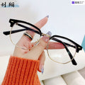 Prescription Glasses Browline Frame Anti-Blue Plano Retro Frame Men Formal Casual Trendy Tech Prescription Sunglasses