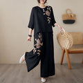 Summer Hong Kong Fashion Linen Cotton Embroidered Heavy Pants Set