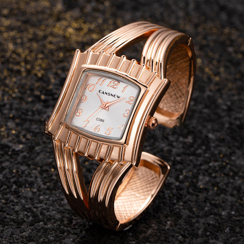 Amazon Hot Sale CANSNOW Women Bangle Watch Personality Striped Dial Quartz Watch Women Watch Drop Ship