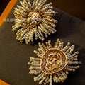 Vintage Earrings Design Detail Personality Lion Head Jewelry Set Western Alloy Retro Geometric Brooch Earrings