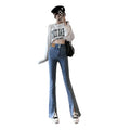 Women's Black Split Hem Micro Flare Jeans