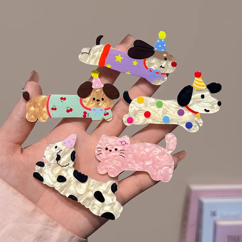 limited time discount cute cartoon puppy hair clip high-end female forehead side bangs broken hair d