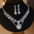 Edinburgh Rose Quartz Full Diamond Heavy-Duty Teardrop Jewelry Set Banquet Luxury K Gold Necklace Light Luxury Niche Necklace