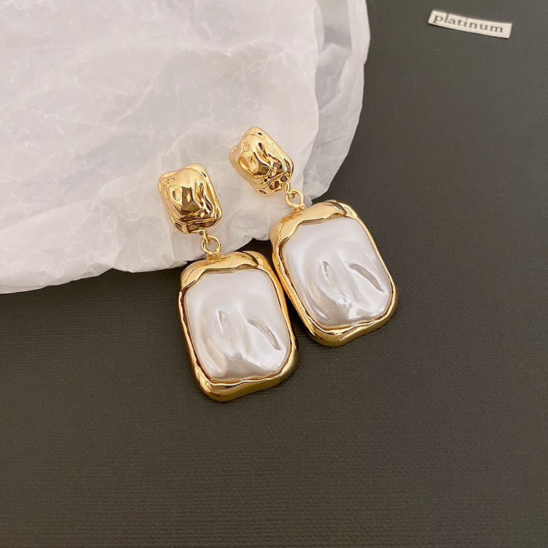 French Vintage Geometric Pearl Drop Earrings - view 8