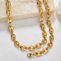 Western Hip-Hop Stainless Pig Nose Chain 18K Plated Retro Buttons Necklace Bracelet Set Stock Wholesale