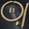 2025 New Luxury Square Cutout Set Pearl Rhinestone Necklace Earrings Bracelet Ring Set Classic Wholesale