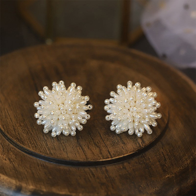 Vintage Pearl Flower Statement Earrings - view 6